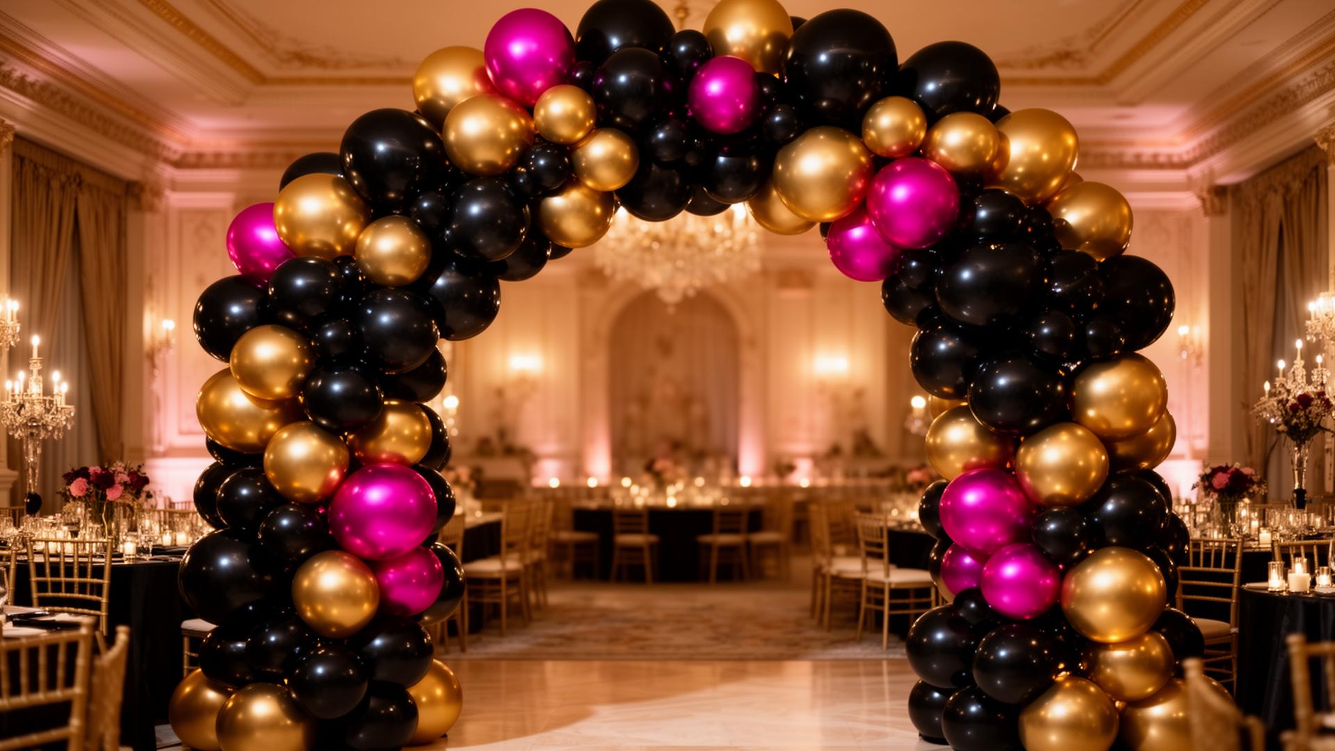 Luxury cream, gold and berry balloon installation by Simone's Creations DMV